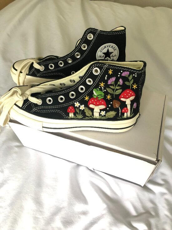 Converse Shoes - NWT Converse Chuck Taylor Embroidered Mushroom Frog Flowers High Tops Size 6.5W